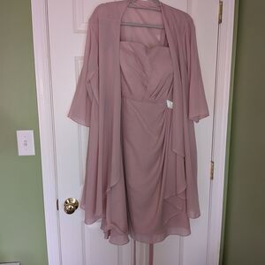 Elegant Pink Dress with Matching Shawl